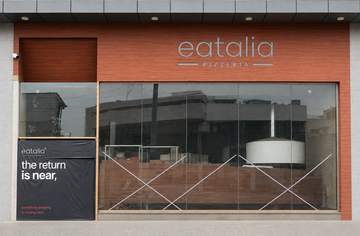Rammed Earth Flexi Stone Facade Eatalia Pizzeria - Flexi Stone Pakistan - Aqua Bath