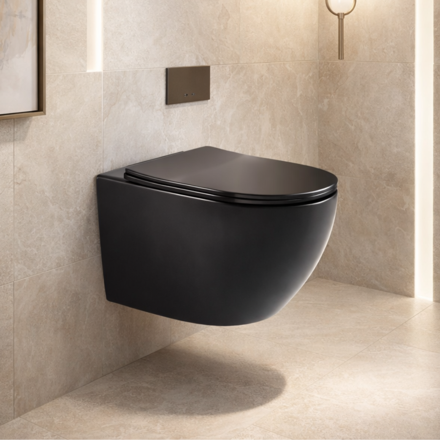 Solid Wall Hung WC - Black