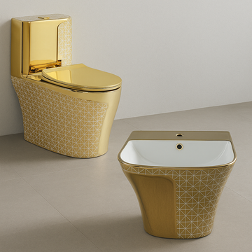 Designer One-Piece Toilet Set - Gold