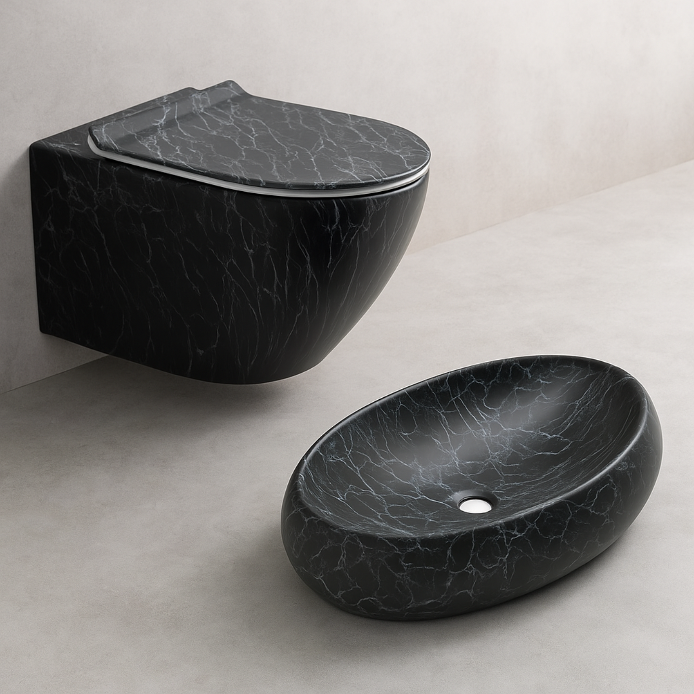 Designer Wall Hung WC Set - Black