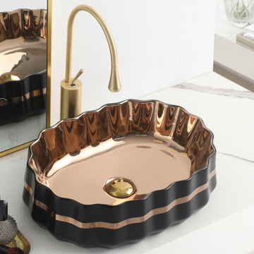 Art Vanity Washbasin - Black & Rose Gold