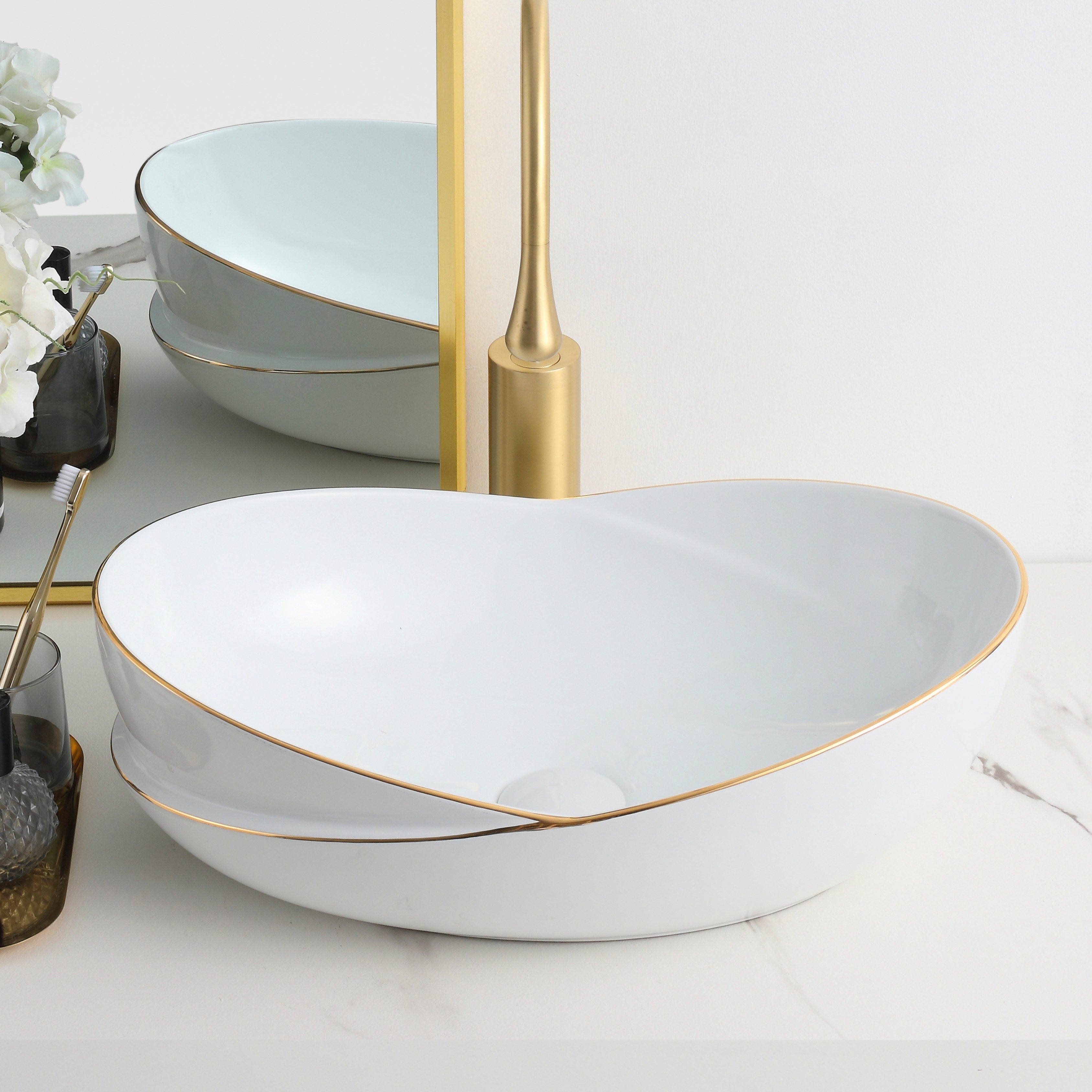 Art Vanity Washbasin - White & Gold