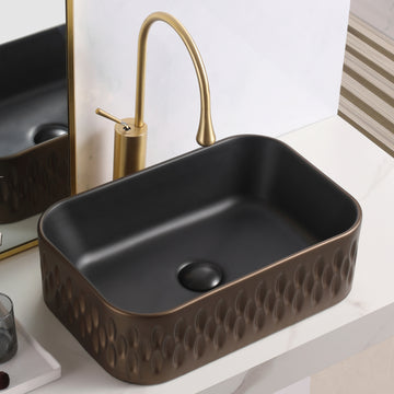 Art Vanity Washbasin - Black & Brushed Gold