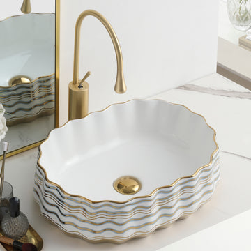 Art Vanity Washbasin - White & Gold