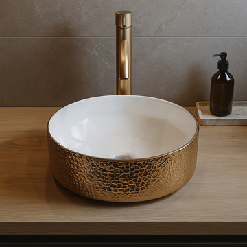 Art Vanity Wash Basin - Gold & White