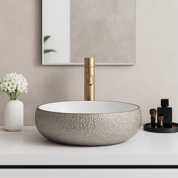 Art Vanity Wash Basin - Silver & White