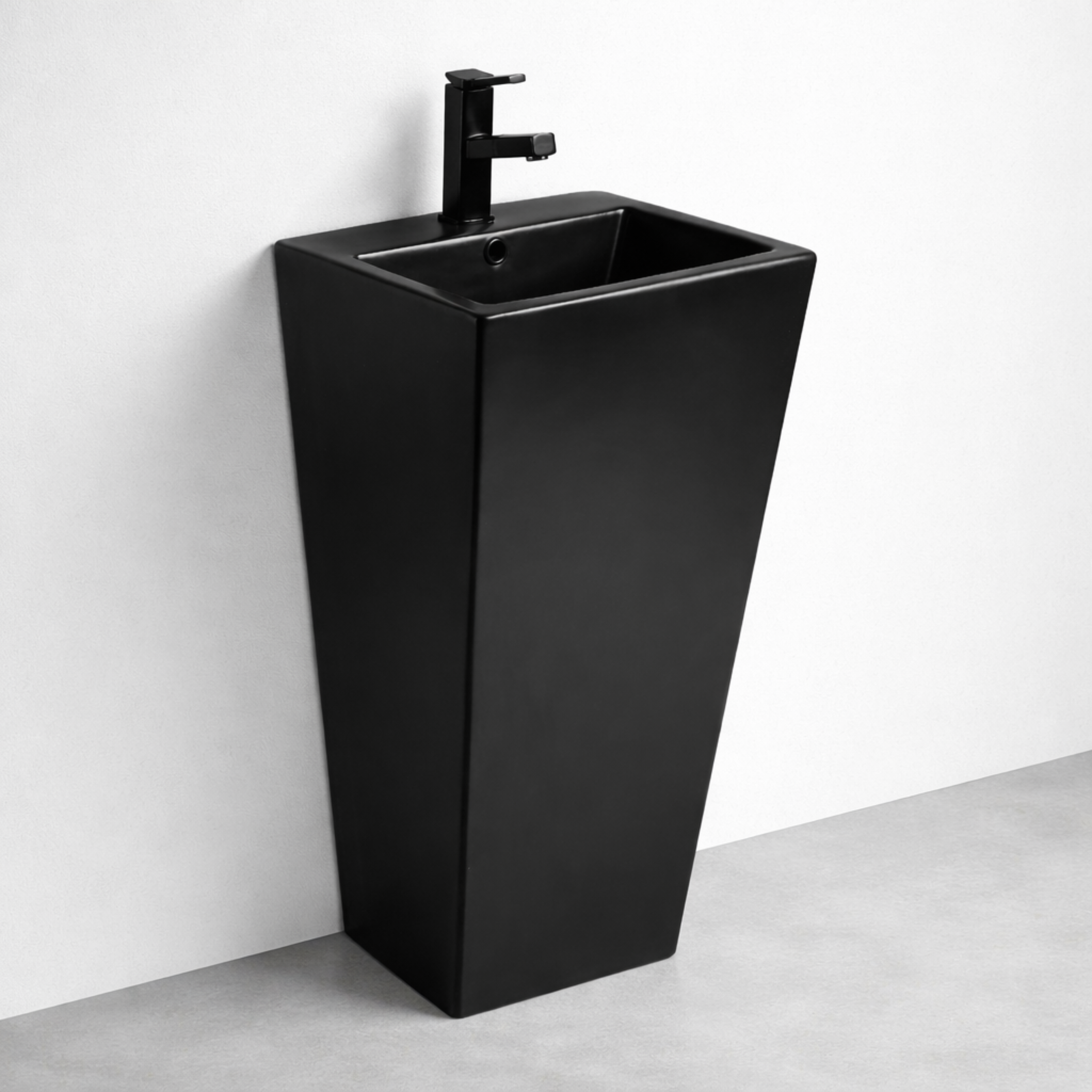 Pedestal Wash Basin - Matt Black