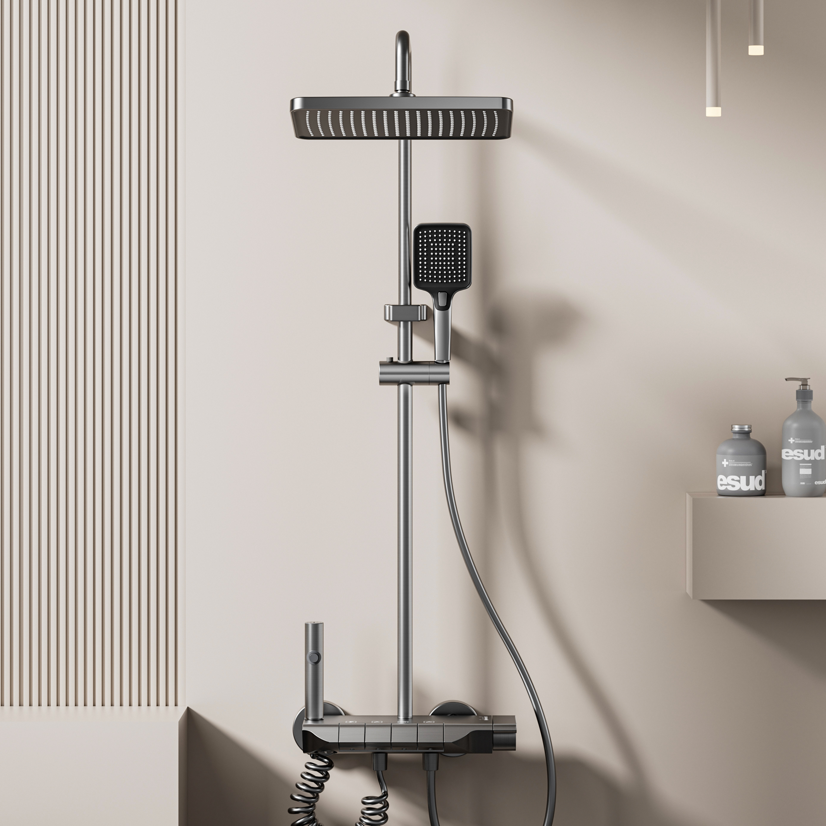 Wall Mounted Shower Set - Grey