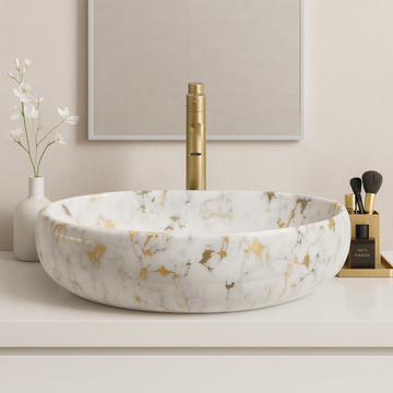 Art Vanity Washbasin - White & Gold