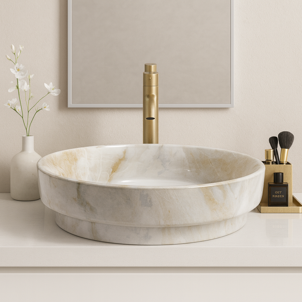 Art Vanity Washbasin - White & Gold