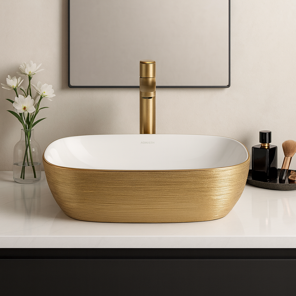 Art Vanity Washbasin - White & Gold