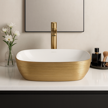 Art Vanity Washbasin - White & Gold