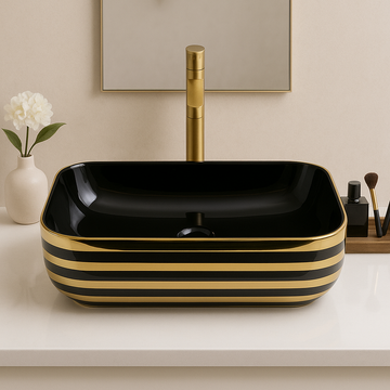 Art Vanity Washbasin - Black & Gold