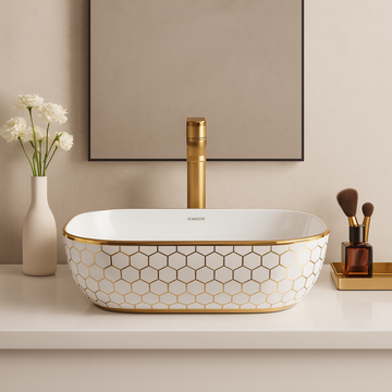 Art Vanity Washbasin - White & Gold