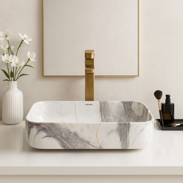 Art Vanity Washbasin - Gray & White