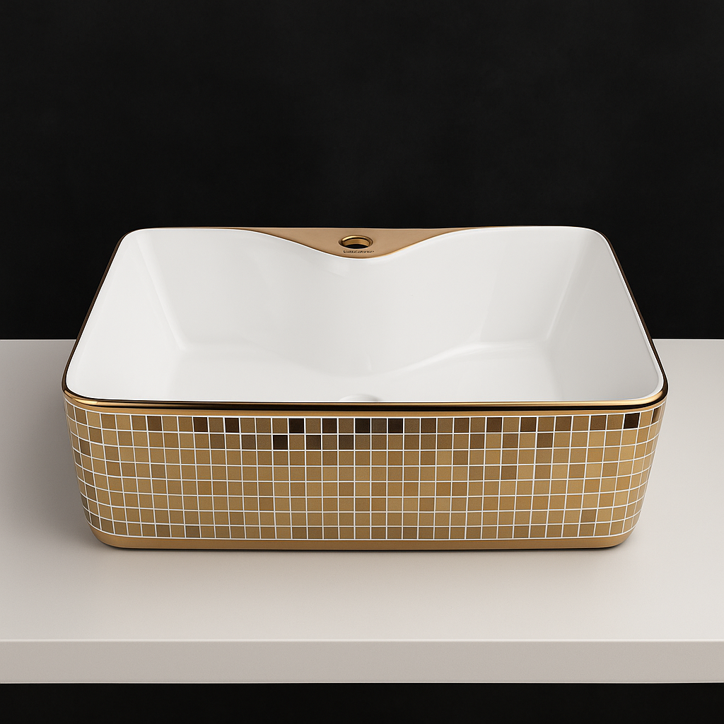 Art Vanity Washbasin - White & Gold