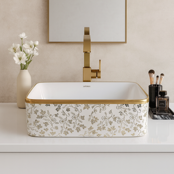 Art Vanity Washbasin - White & Gold