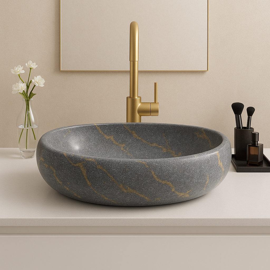Art Vanity Washbasin - Black & Gold