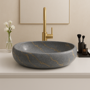 Art Vanity Washbasin - Black & Gold