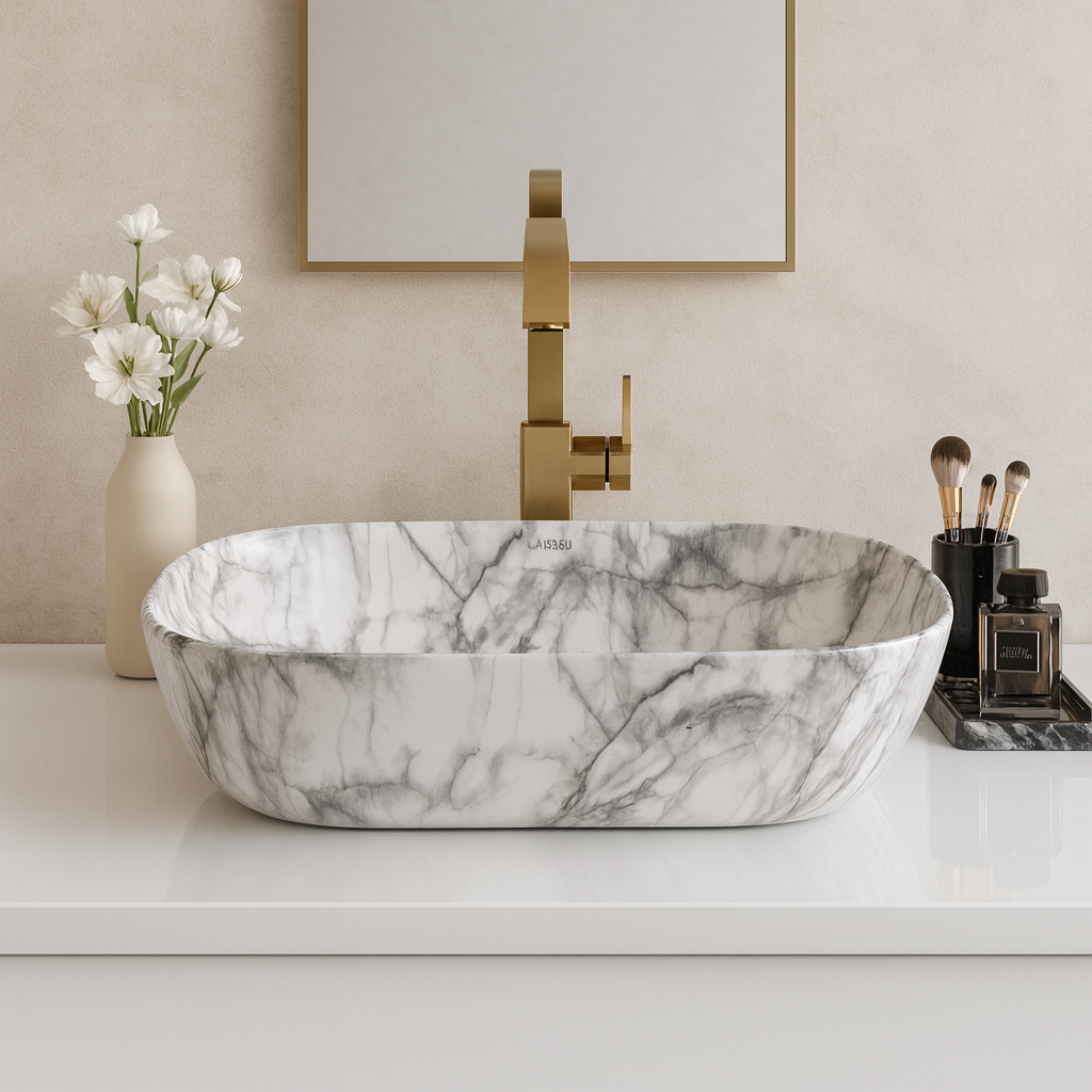 Art Vanity Washbasin - Gray & White