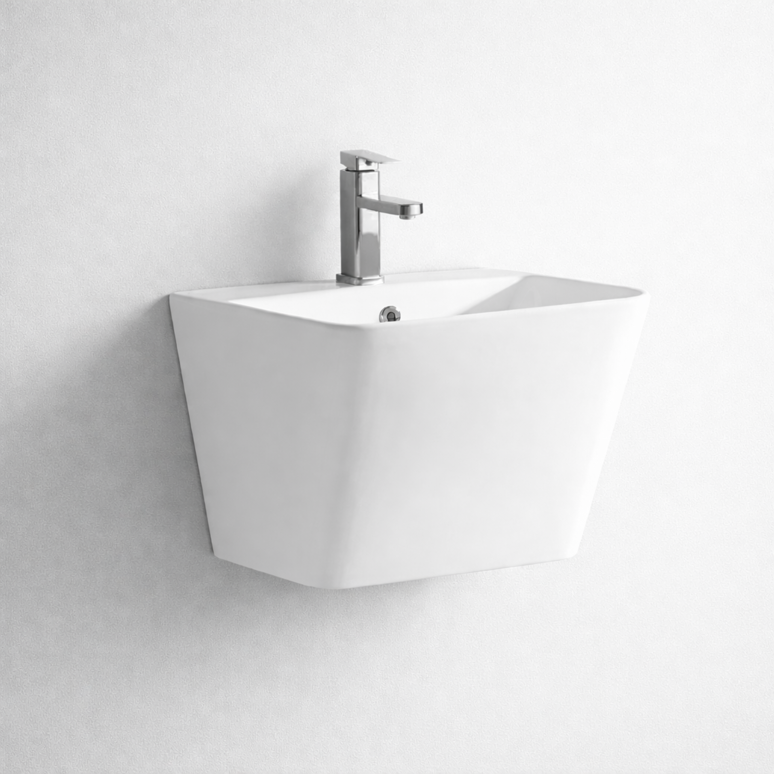 Solid Wall Hung Basin - White