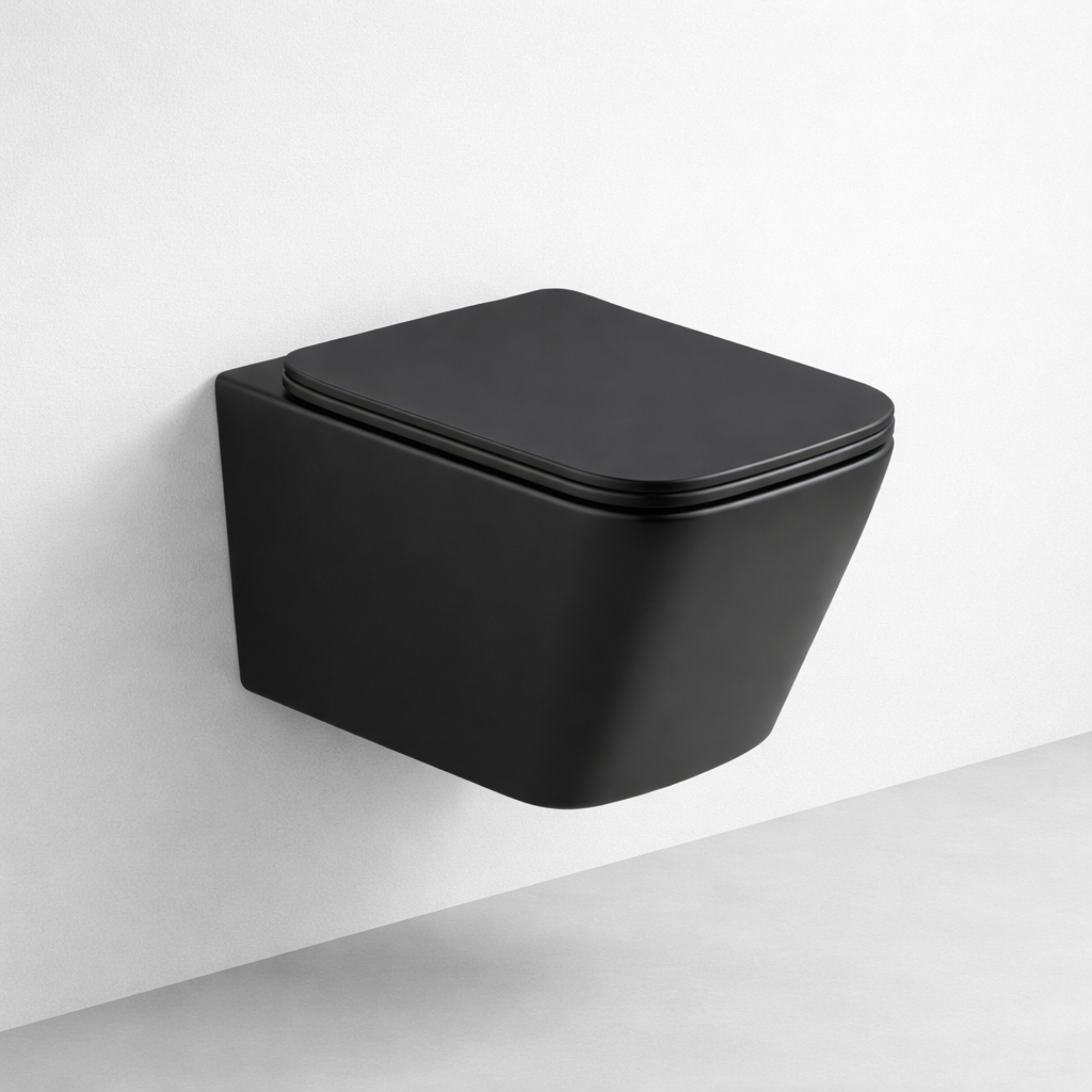 Solid Wall Hung WC - Matt Black