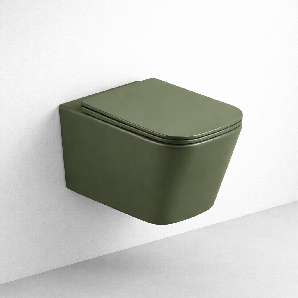 Solid Wall Hung WC - Matt Green