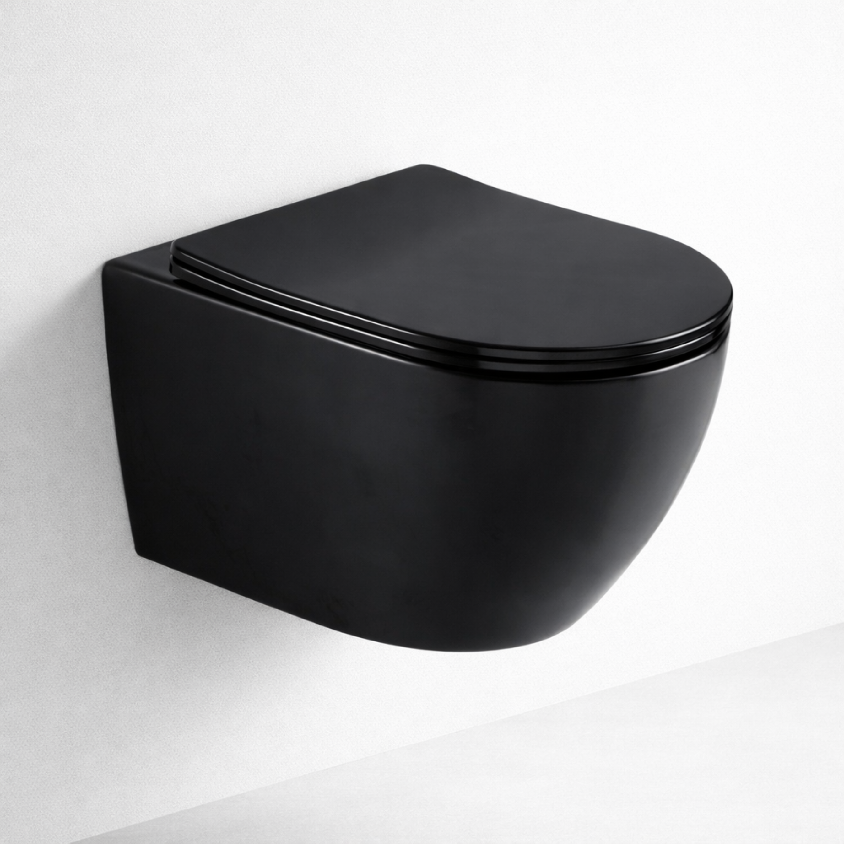 Solid Wall Hung WC - Matt Black