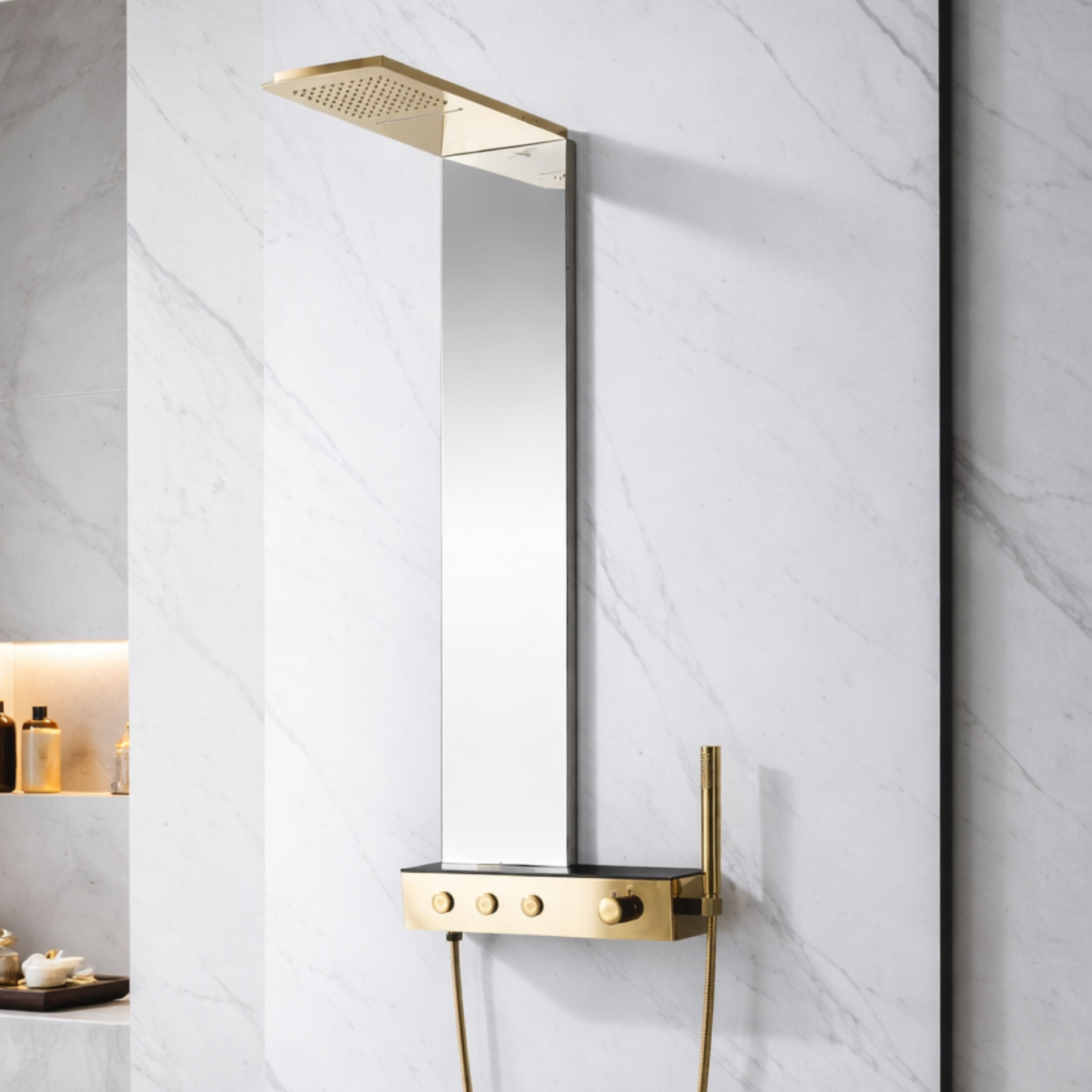 Shower Panel - SS - Chrome & Gold